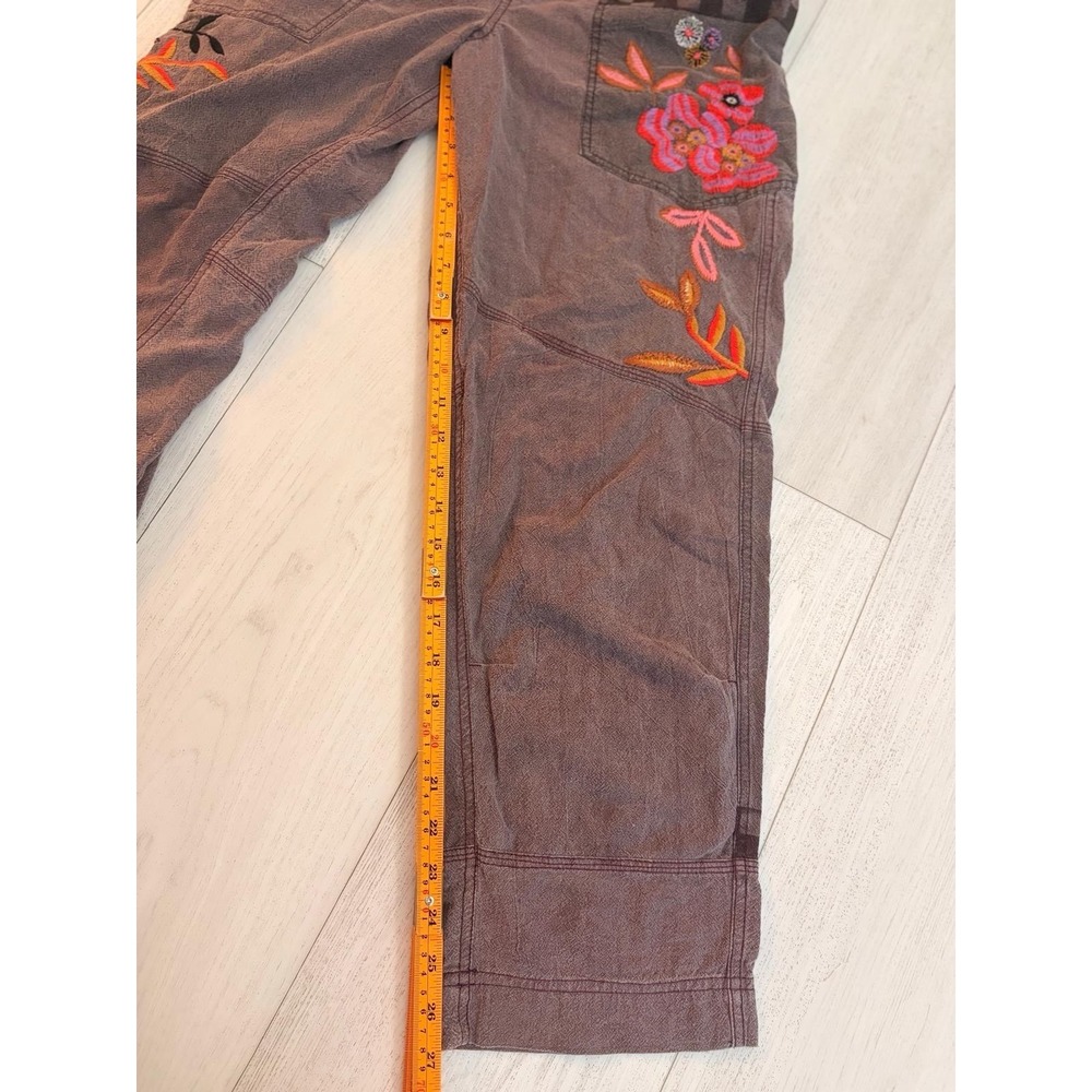 Free People Floral Embroidered Cargo Pants Boho Sz S Purple - Picture 7 of 7